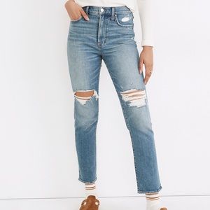 ❤️ Madewell The Perfect High Waist Ripped Vintage Jeans Denman Wash